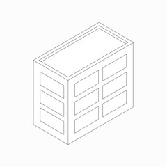 Low-rise office building icon, isometric 3d style 