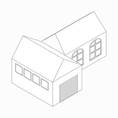 Detached house icon, isometric 3d style 