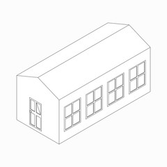 Long building icon, isometric 3d style 