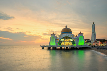 Fototapeta na wymiar Malacca Straits Mosque, Malaysia at sunset