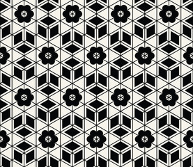 Flower hexagon seamless pattern background vector