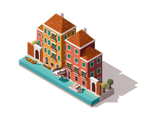 Fototapeta Vector isometric Venice street