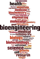 Obraz premium Bioengineering word cloud concept. Vector illustration