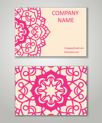 Vector vintage business card set. Beauty designs. Floral mandala