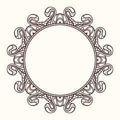 Vector frame in shape of a circle. Ornate element for design. Vi