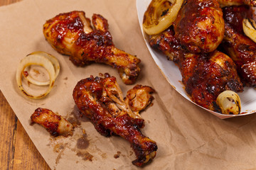 Barbecue Buffalo Chicken Drumsticks. Selective focus.