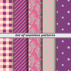 set of seamless patterns purple
