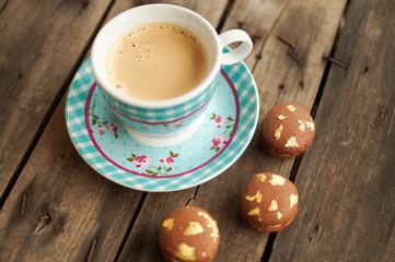 Chocolate macarons and coffee on a Sunday afternoon 