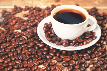 Coffee cup and beans