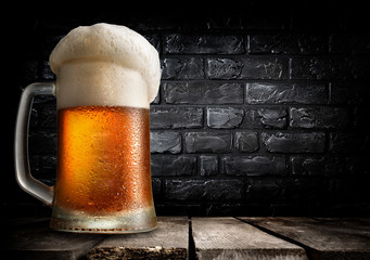 Beer and brick wall