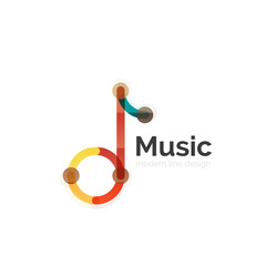 Music note logo, flat thin line geometric design