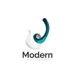 Fototapeta premium Wave ribbon logo, vector abstract shape