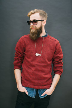 Portrait Of Hipster Man In A Studio