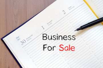 Business for sale write on notebook