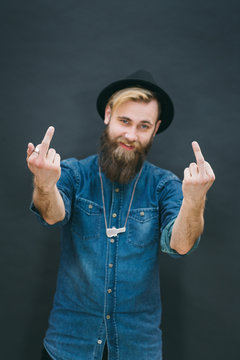 Portrait of hipster man in a studio