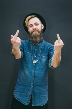 Portrait of hipster man in a studio