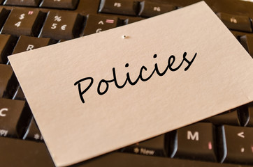 Policies - note on keyboard in the office