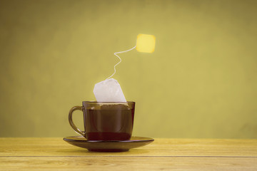 Cup of tea with a sachet