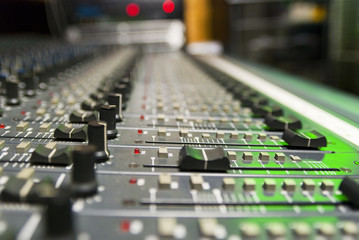 Fototapeta na wymiar Mixer In A Recording Studio