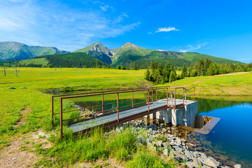 Fototapeta na wymiar A view of beautiful lake in summer landscape of Tatra Mountains, Slovakia