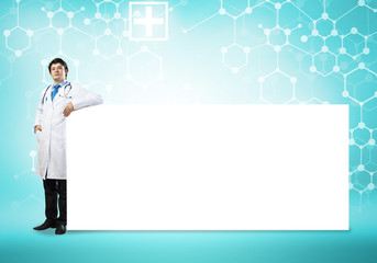 Doctor with banner