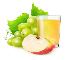 Isolated of grape and apple juice