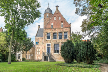 Fototapeta na wymiar Garden of Museum Martena in the city of Franeker, Friesland, Netherlands