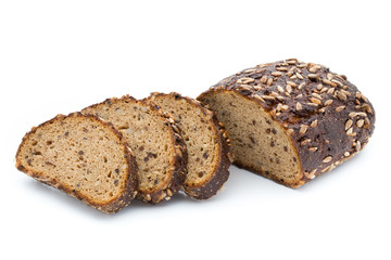 Rye bread isolated on white background.