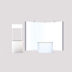 Trade exhibition stand, Exhibition Stand round, 3D rendering 