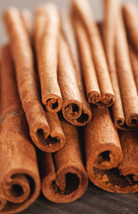 Closeup macro shot of cinnamon sticks