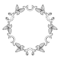 butterfly and flowers vintage vector illustration