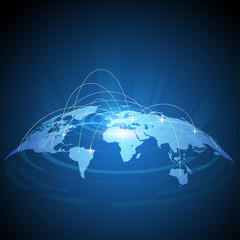 Futuristic world map traffic design