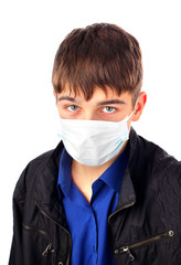 Teenager in Flu Mask