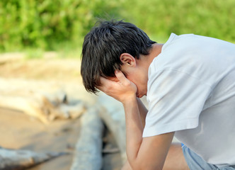 Sad Young Man outdoor