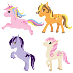 Vector illustration of colorful horse, unicorn, or pony.

