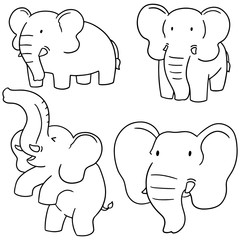 vector set of elephant
