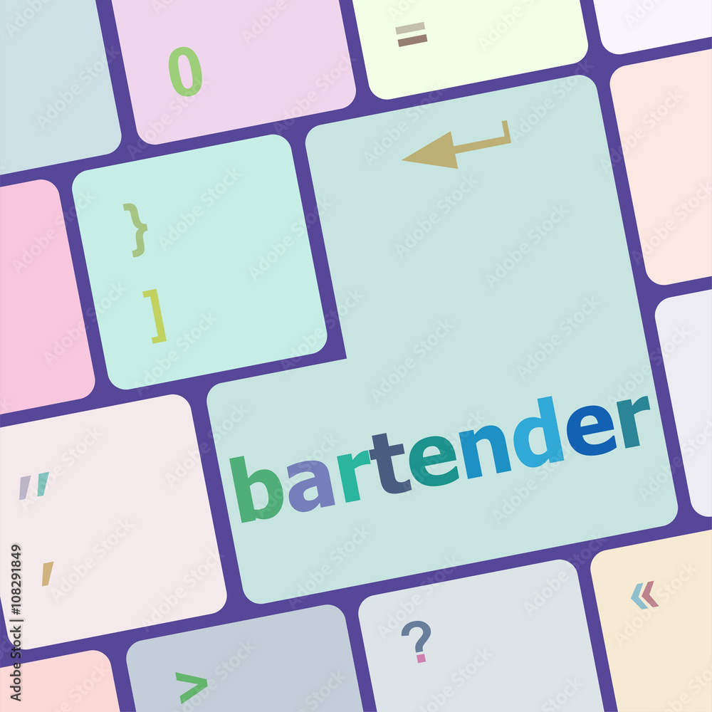 Poster message bartender on enter key of keyboard vector illustration