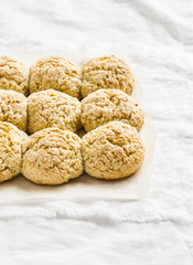 Oat scones on a light background. Delicious healthy food