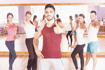 Young people lead a healthy lifestyle, exercise in fitness room