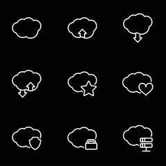 Vector line cloud icon set. Cloud Icon Object, Cloud Icon Picture, Cloud Icon Image - stock vector