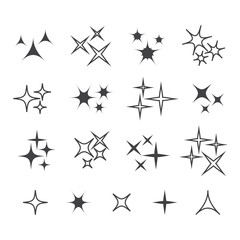 Black sparkles, glowing light effect stars and bursts vector set. Bright firework, decoration twinkle, shiny flash