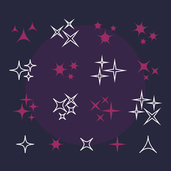 Obraz premium Shine stars with glitters and sparkles. Effect twinkle, design glare, scintillation element sign, graphic light