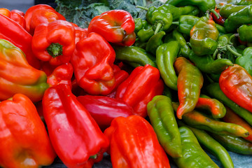 red and green pepper group from marketplace
