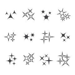 Vector sparkles icon set. Star element, light and bright vector illustration