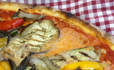 Neapolitan pizza with grilled vegetables eggplant zucchini peppe