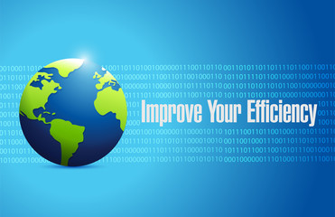 Improve Your Efficiency binary globe sign concept