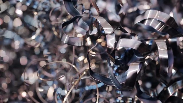 The metal shaves coming from the milling of the metal pipes