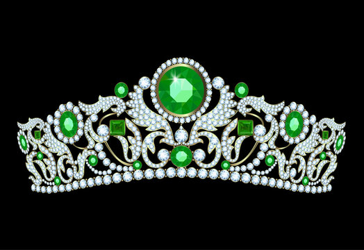 Diamond tiaha with emeralds