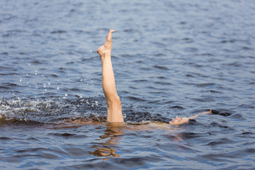 woman in blue water lake