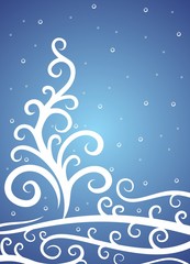 Winter landscape with tree.